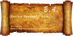 Berta Annamária névjegykártya